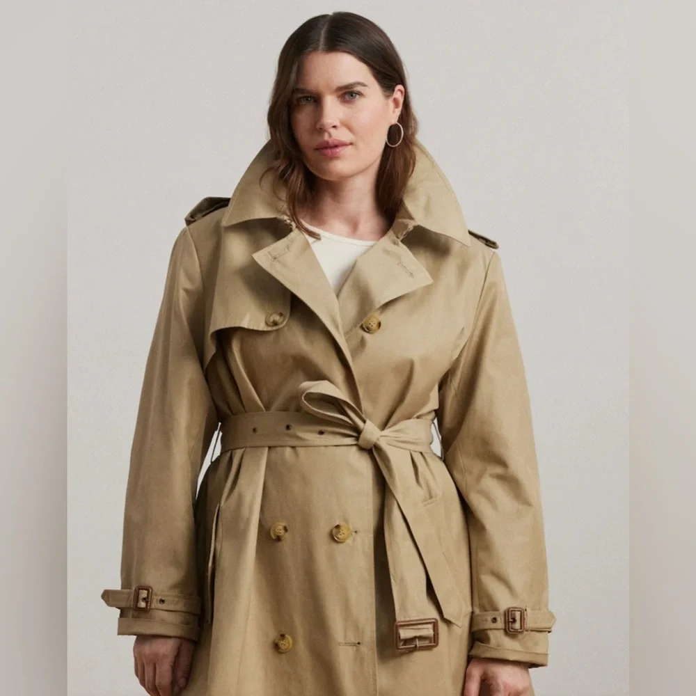 Ralph Lauren Women’s Curve Double Breasted Cotton Blend Trench Coat - Size 3X - Picture 1 of 9
